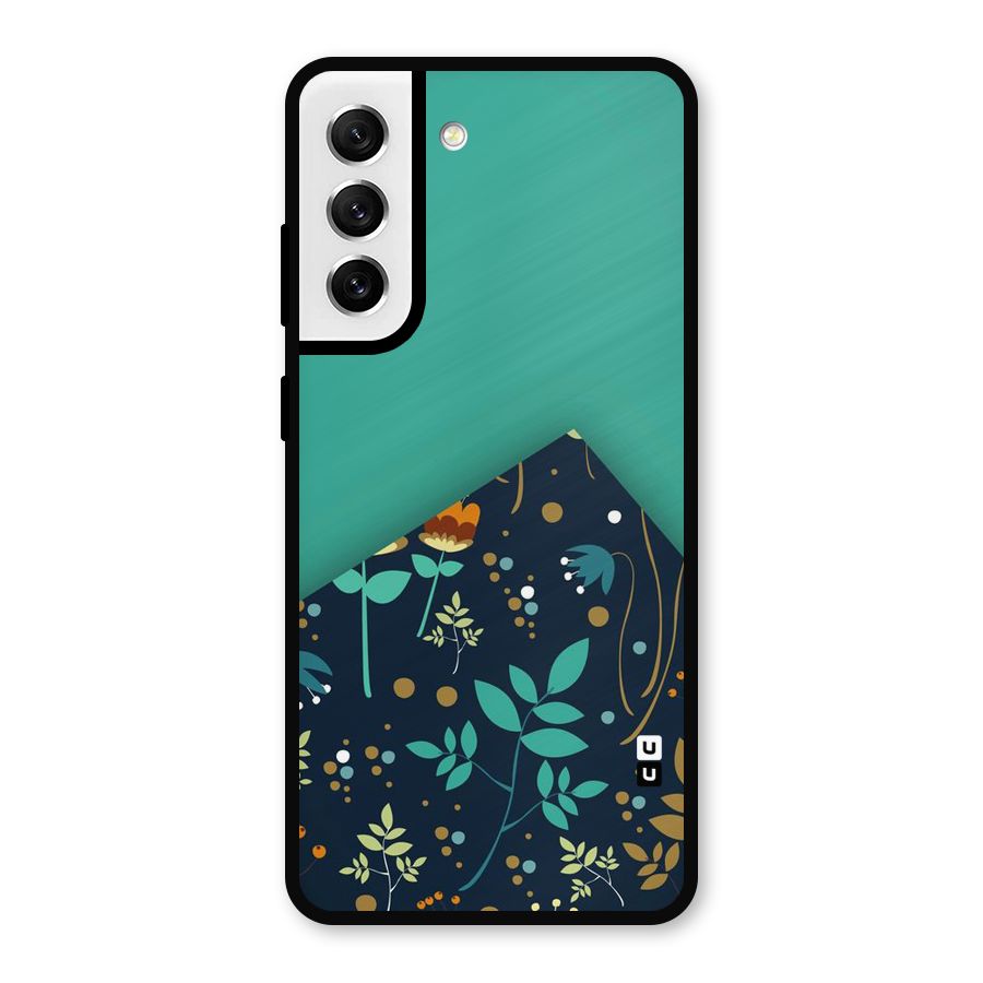 Floral Corner Metal Back Case for Galaxy S21 FE 5G