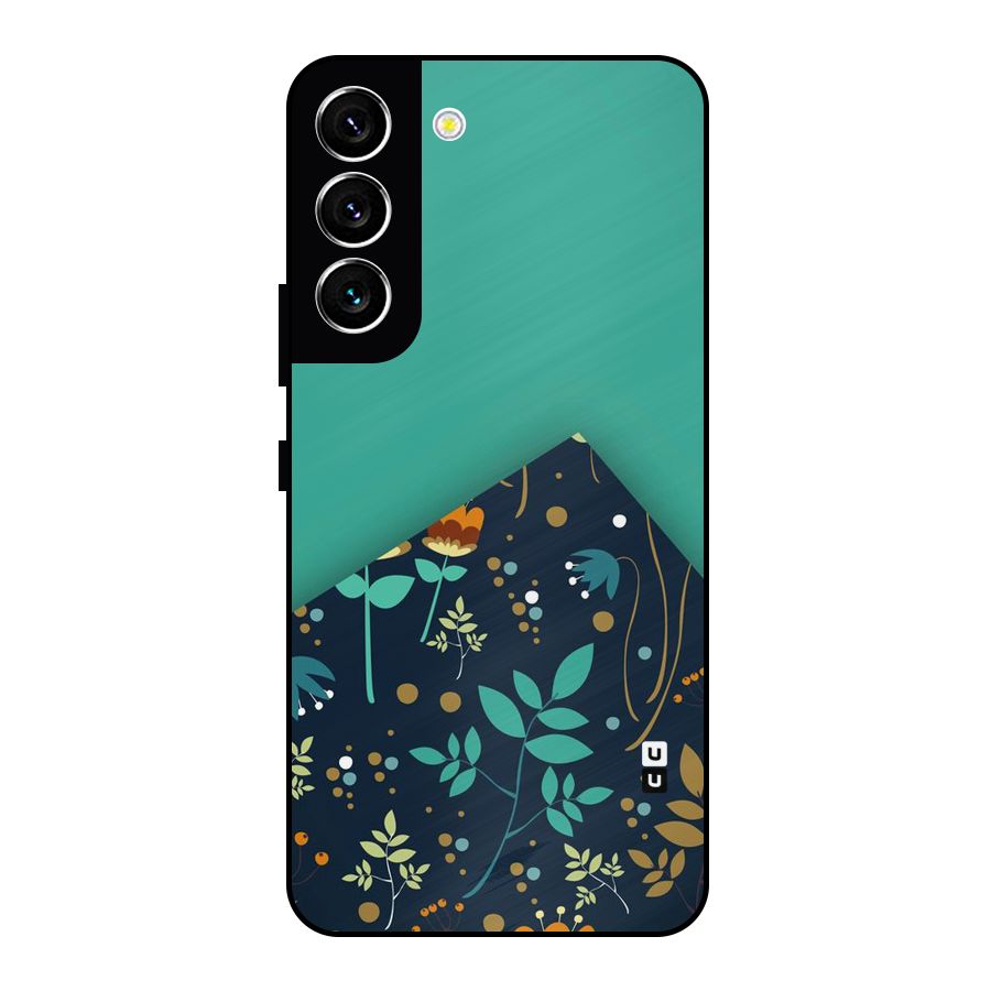 Floral Corner Metal Back Case for Galaxy S22 5G