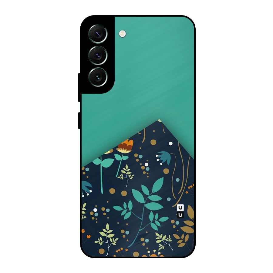 Floral Corner Metal Back Case for Galaxy S22 Plus 5G