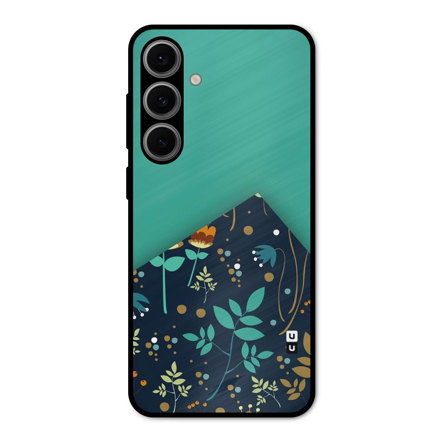 Floral Corner Metal Back Case for Galaxy S24 FE