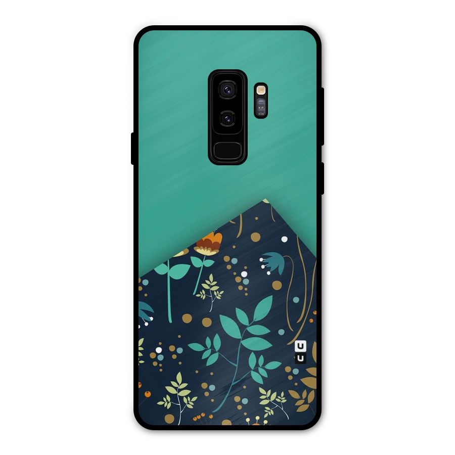 Floral Corner Metal Back Case for Galaxy S9 Plus
