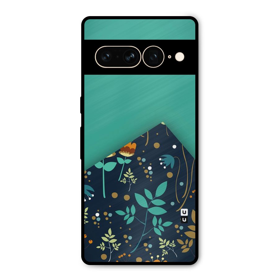 Floral Corner Metal Back Case for Google Pixel 7 Pro