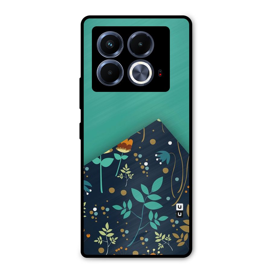 Floral Corner Metal Back Case for Infinix Note 40 5G