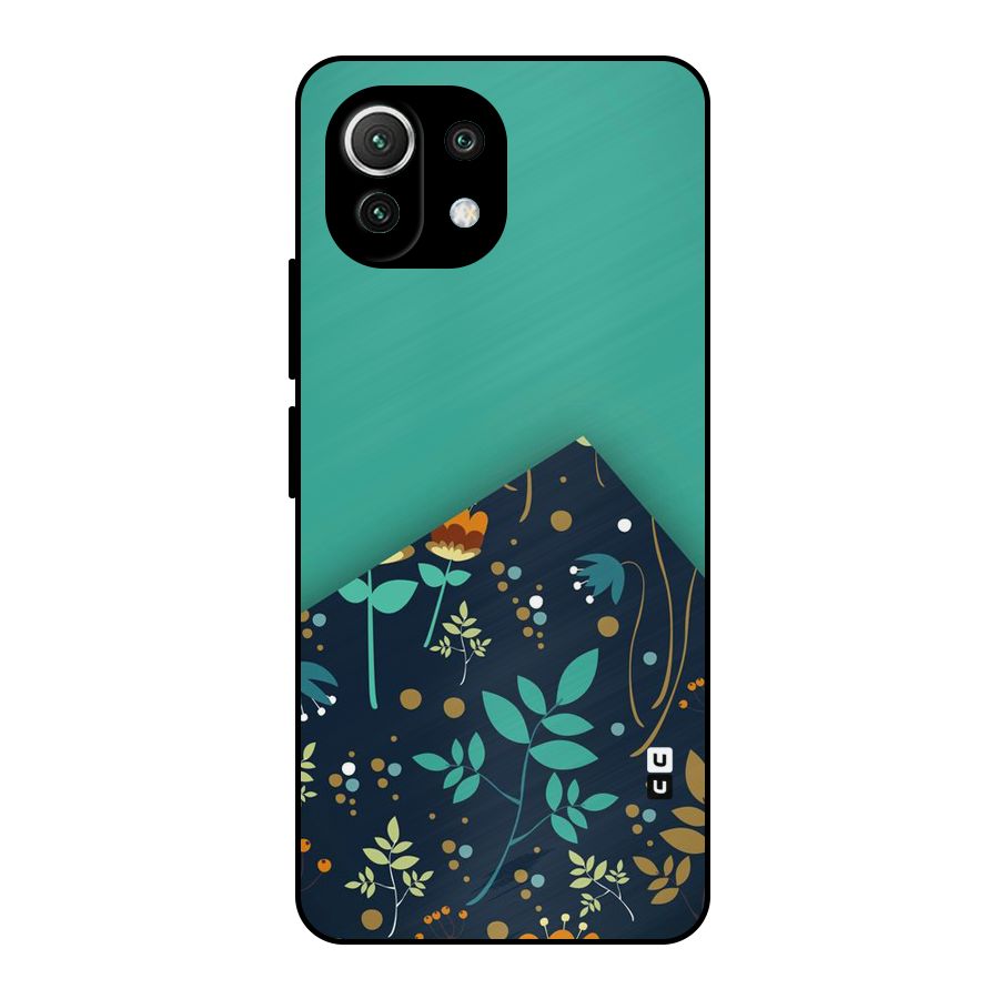 Floral Corner Metal Back Case for Mi 11 Lite NE 5G