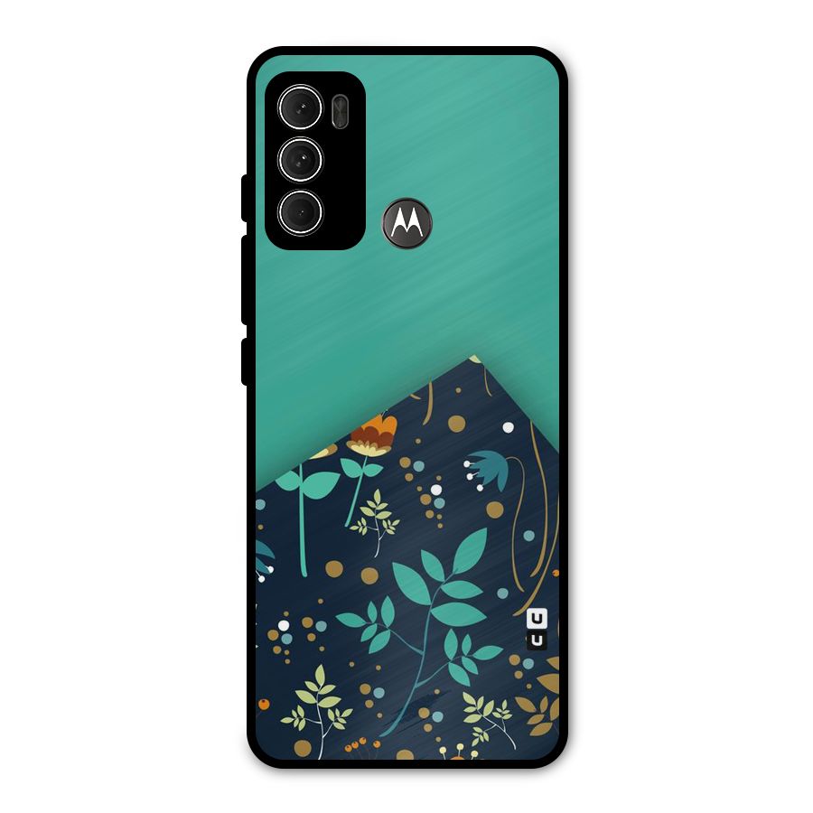 Floral Corner Metal Back Case for Moto G60