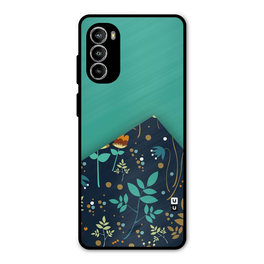 Floral Corner Metal Back Case for Moto G82