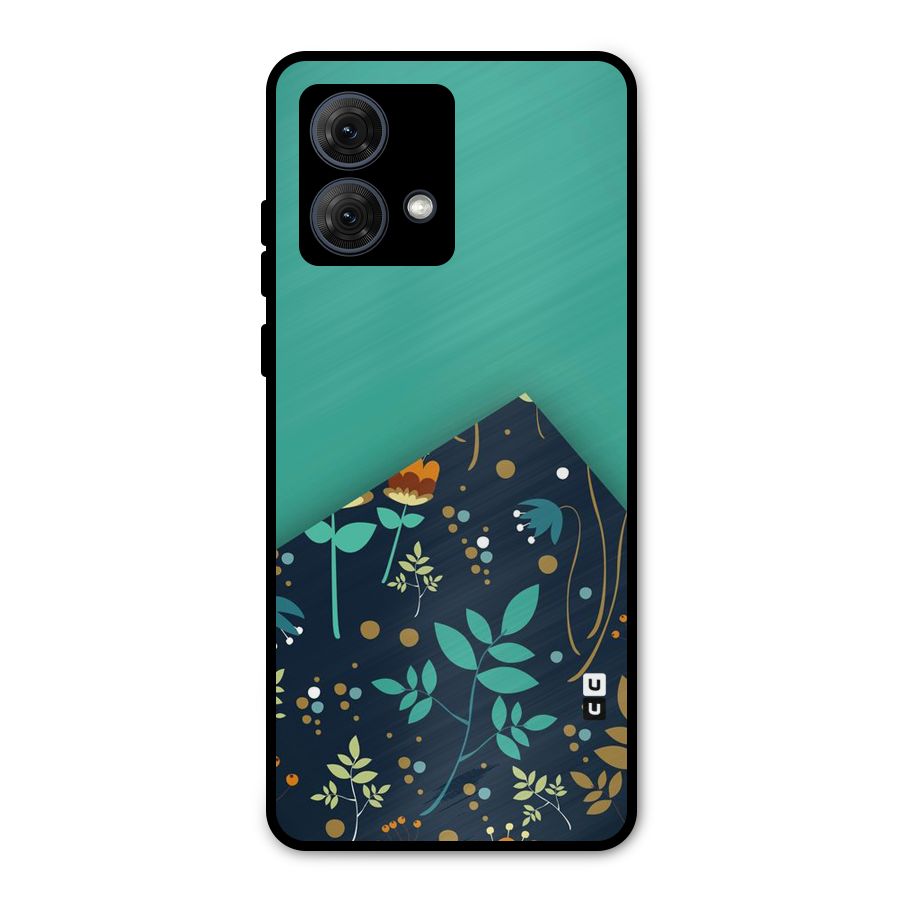 Floral Corner Metal Back Case for Moto G84