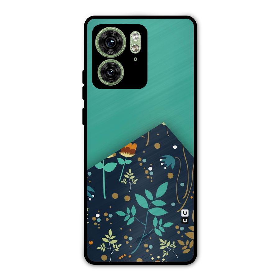 Floral Corner Metal Back Case for Motorola Edge 40 5G