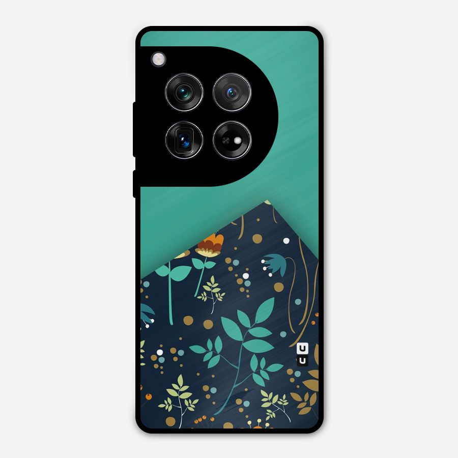 Floral Corner Metal Back Case for OnePlus 12