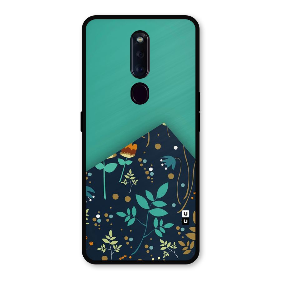 Floral Corner Metal Back Case for Oppo F11 Pro