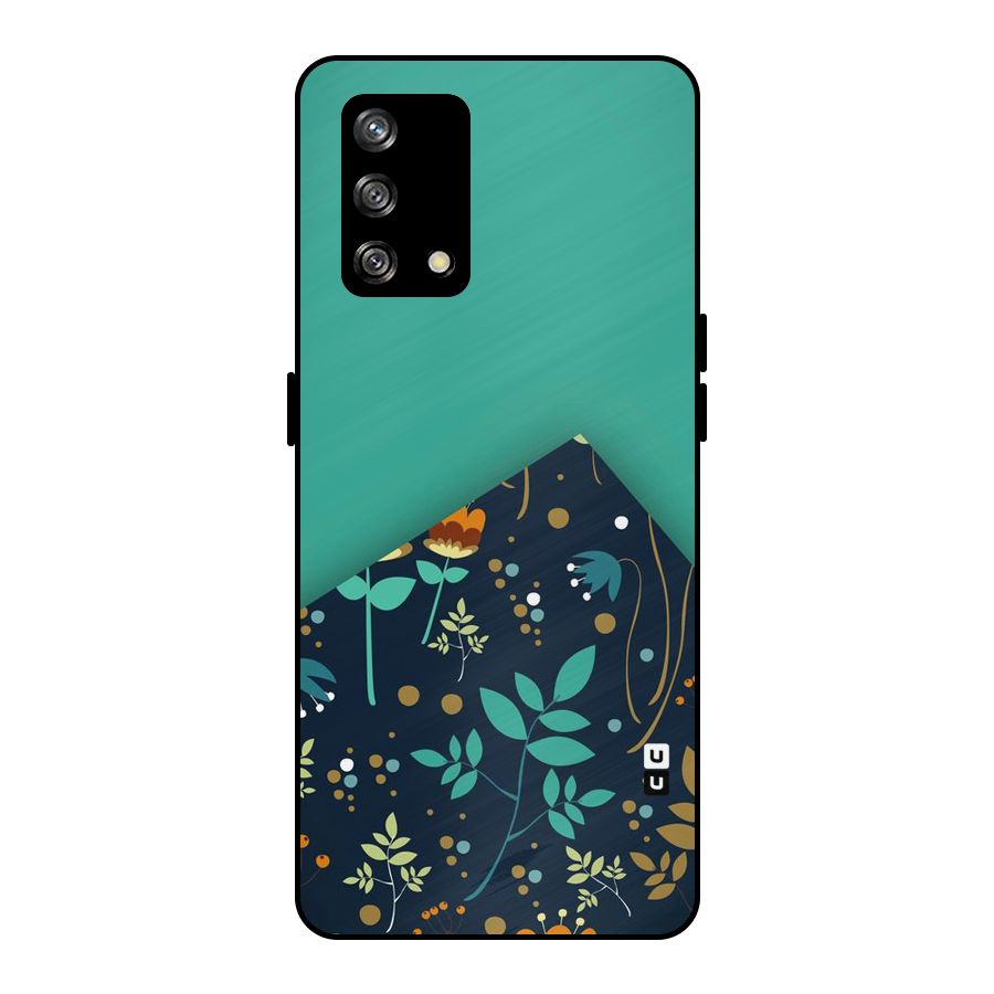 Floral Corner Metal Back Case for Oppo F19