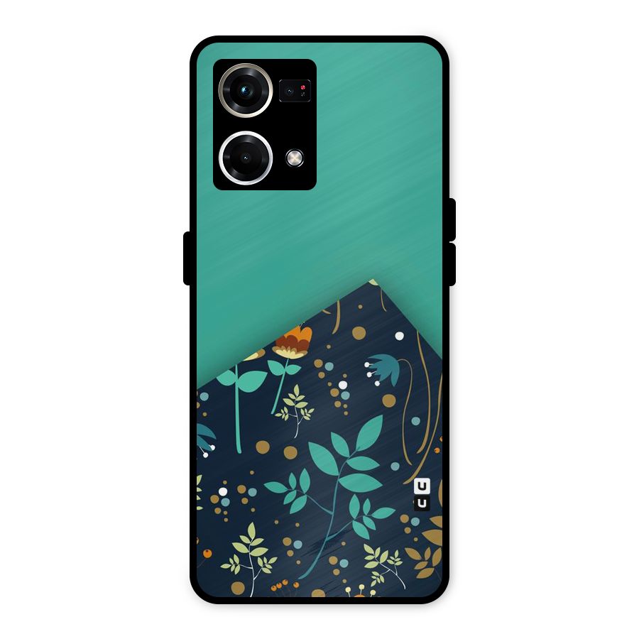 Floral Corner Metal Back Case for Oppo F21s Pro 4G