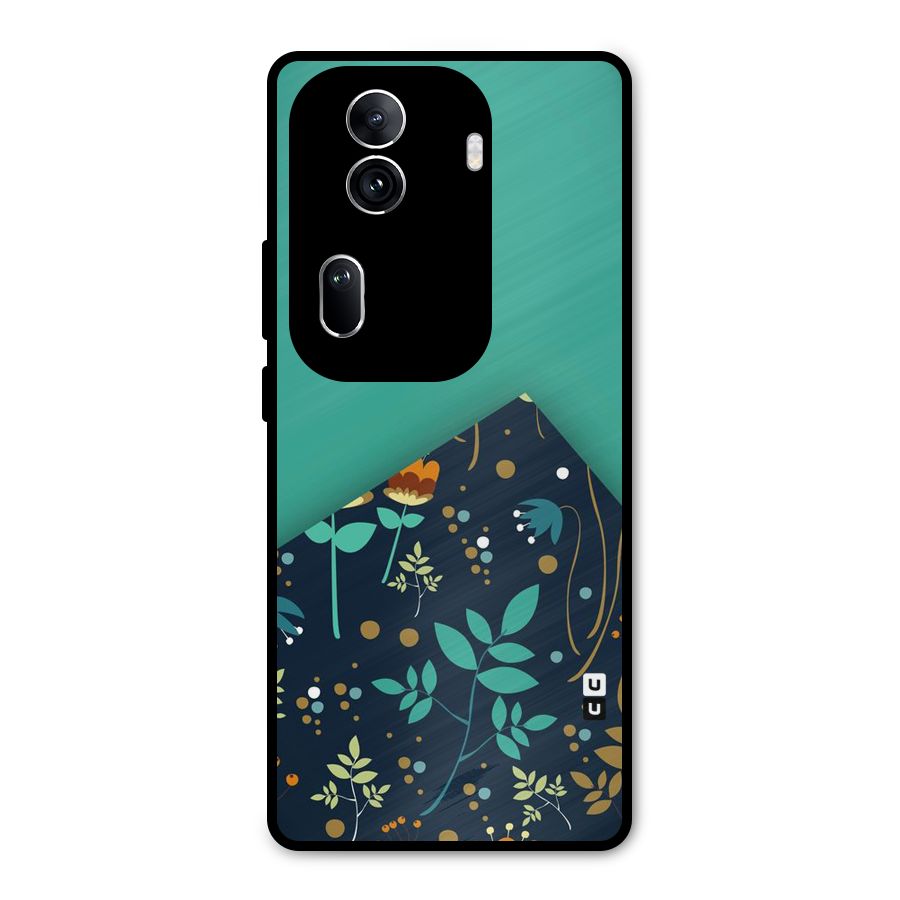 Floral Corner Metal Back Case for Oppo Reno11 Pro 5G