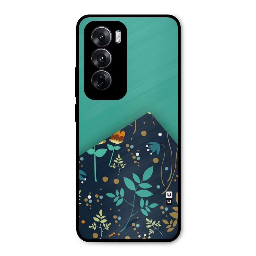 Floral Corner Metal Back Case for Oppo Reno12