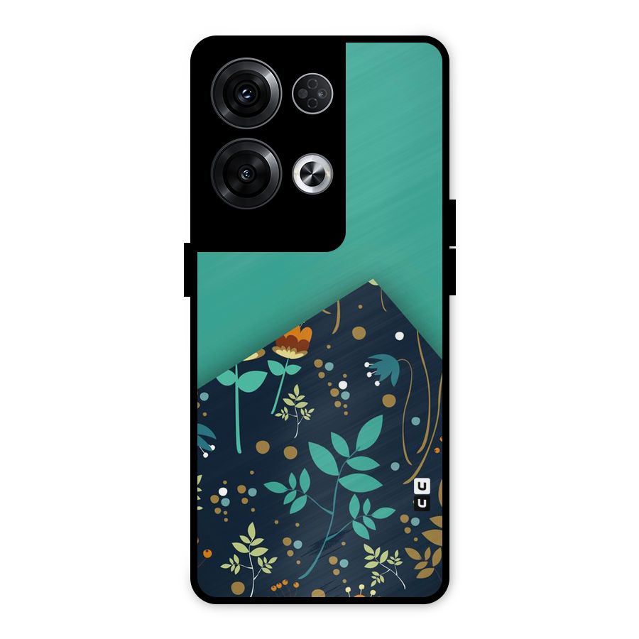 Floral Corner Metal Back Case for Oppo Reno8 Pro 5G