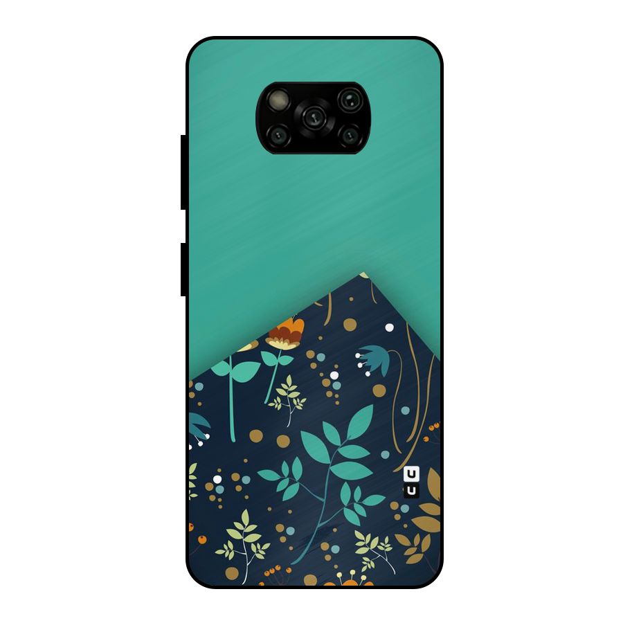 Floral Corner Metal Back Case for Poco X3