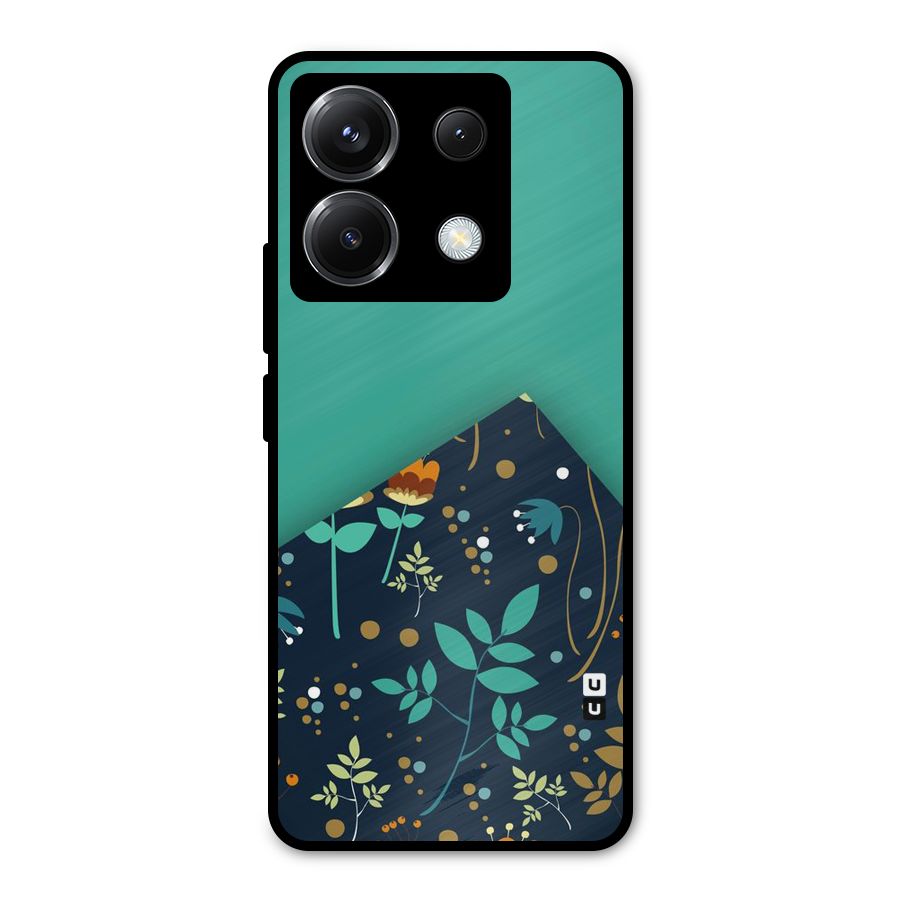 Floral Corner Metal Back Case for Poco X6