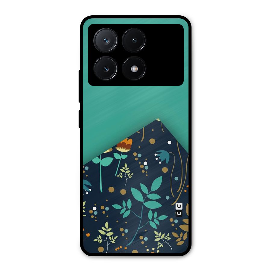 Floral Corner Metal Back Case for Poco X6 Pro