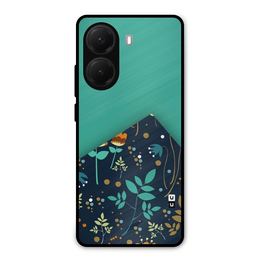 Floral Corner Metal Back Case for Poco X7 Pro