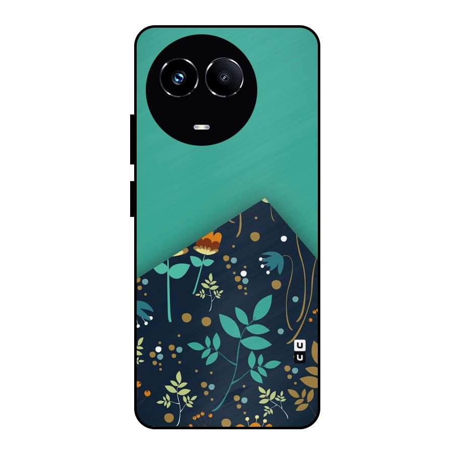 Floral Corner Metal Back Case for Realme 11X