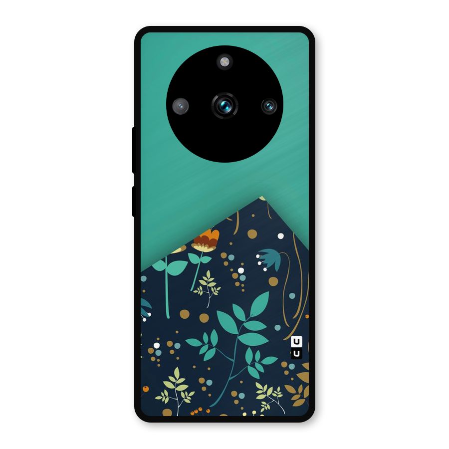 Floral Corner Metal Back Case for Realme 11 Pro Plus