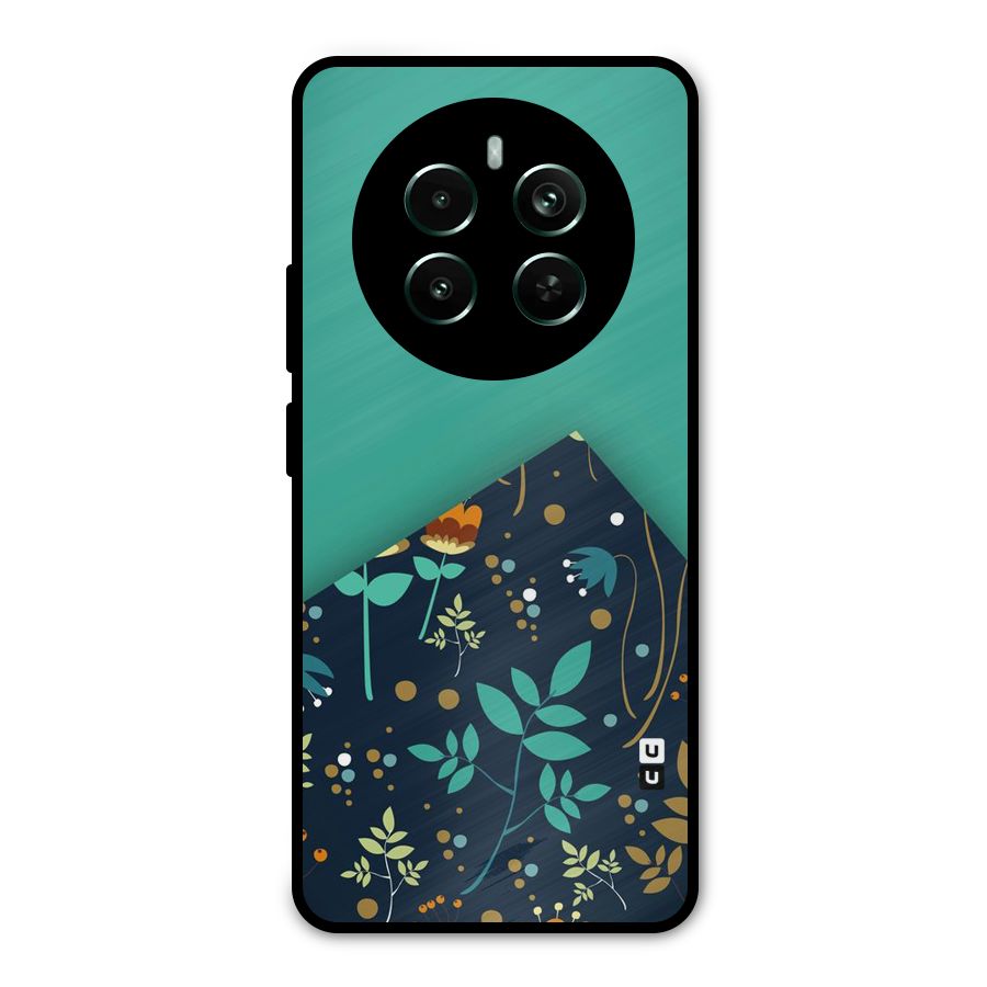 Floral Corner Metal Back Case for Realme 12 Pro Plus