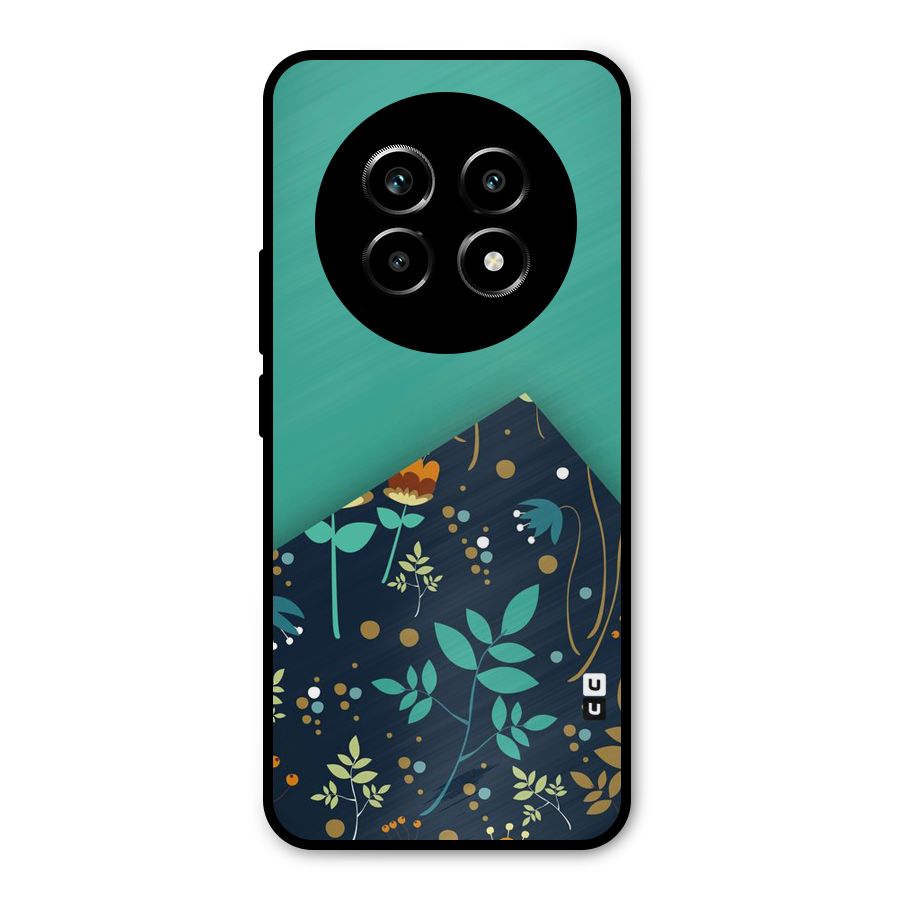 Floral Corner Metal Back Case for Realme 13 Pro