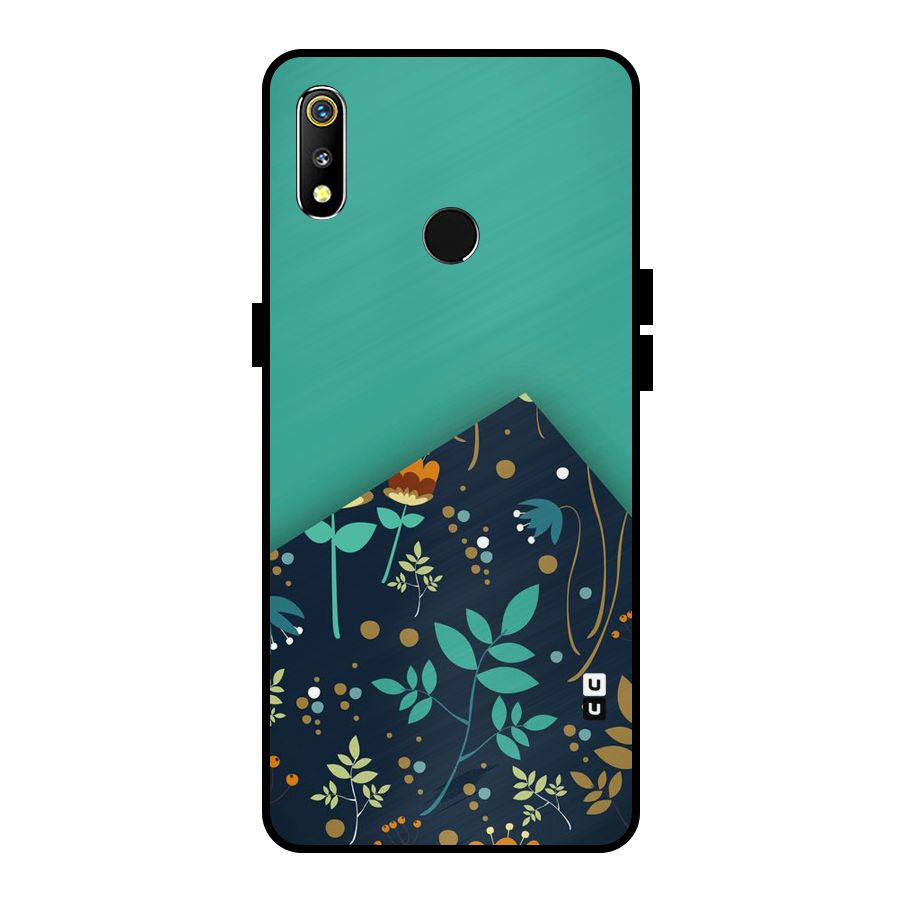 Floral Corner Metal Back Case for Realme 3i