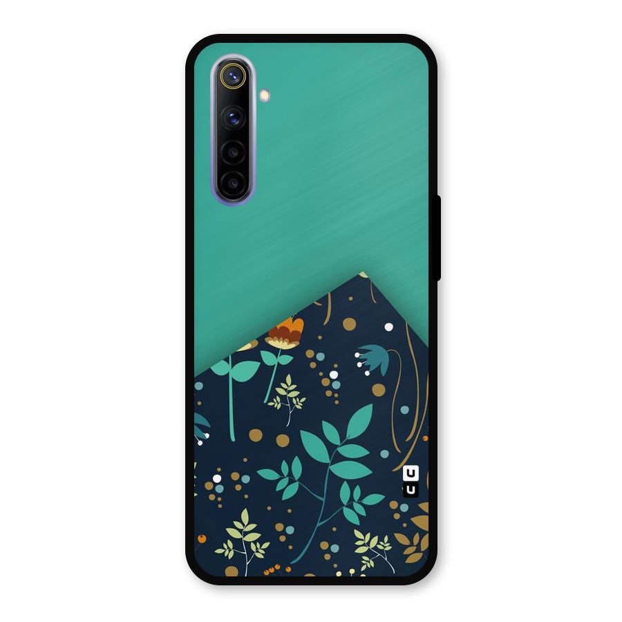 Floral Corner Metal Back Case for Realme 6i