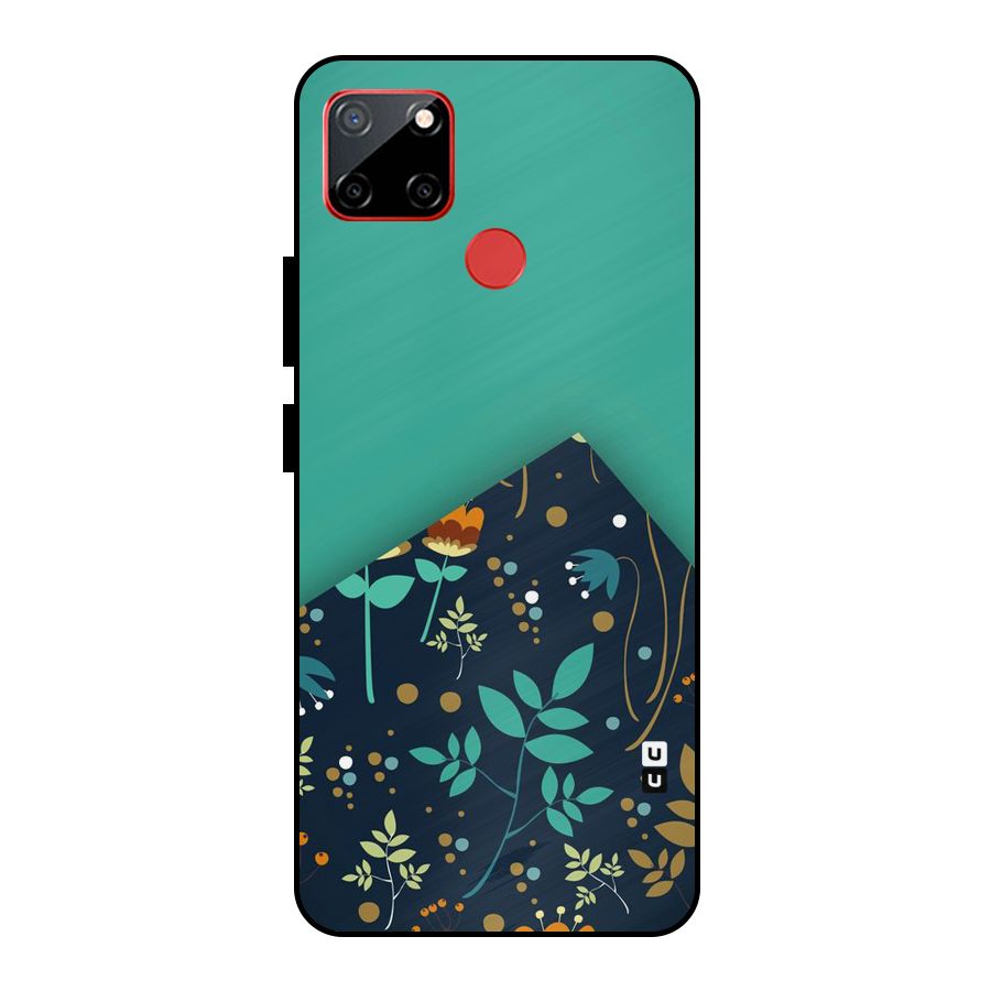 Floral Corner Metal Back Case for Realme C12