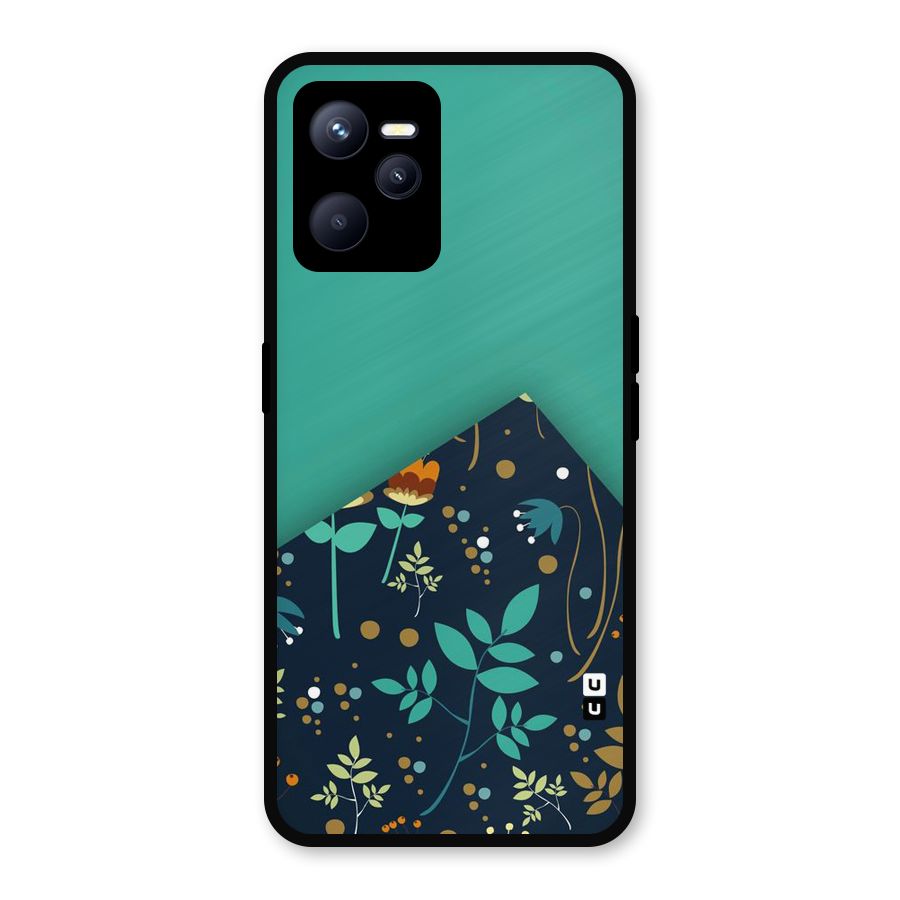 Floral Corner Metal Back Case for Realme C35