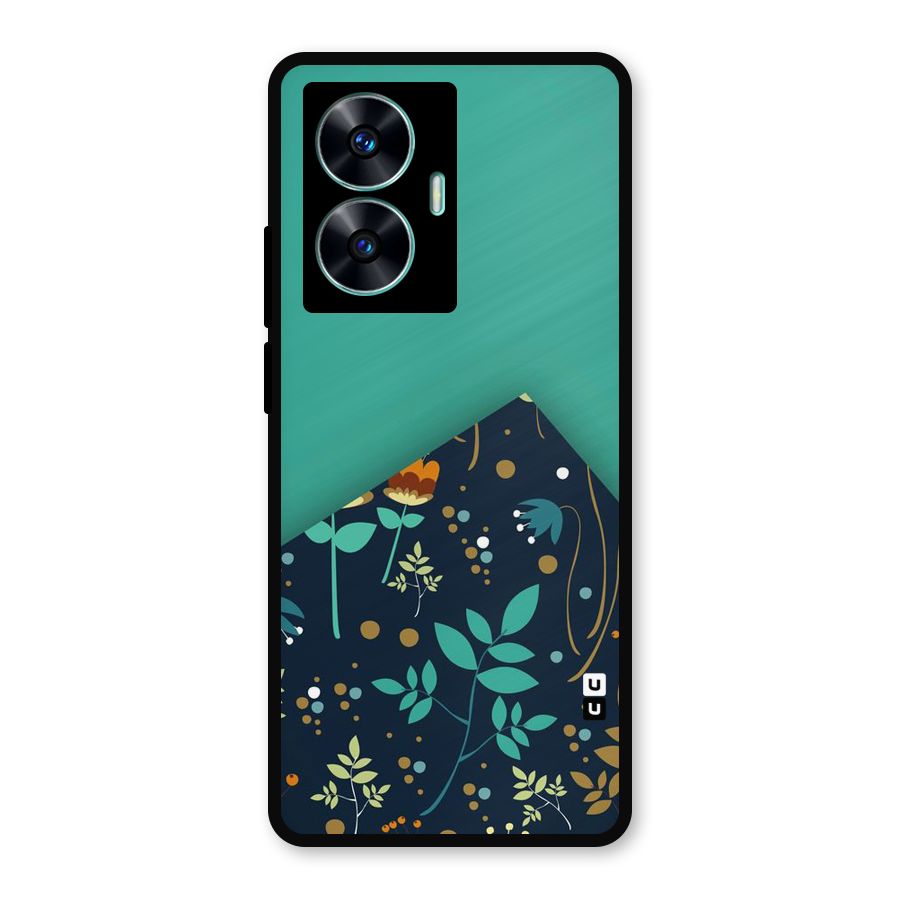 Floral Corner Metal Back Case for Realme C55
