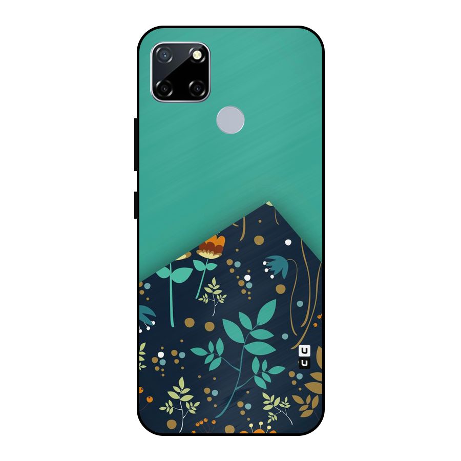 Floral Corner Metal Back Case for Realme Narzo 30A