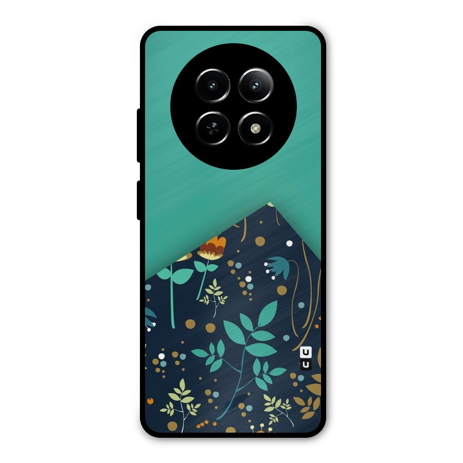 Floral Corner Metal Back Case for Realme Narzo 70x 5G