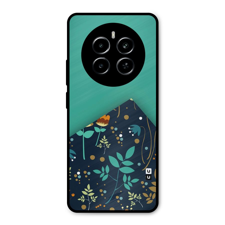 Floral Corner Metal Back Case for Realme P1