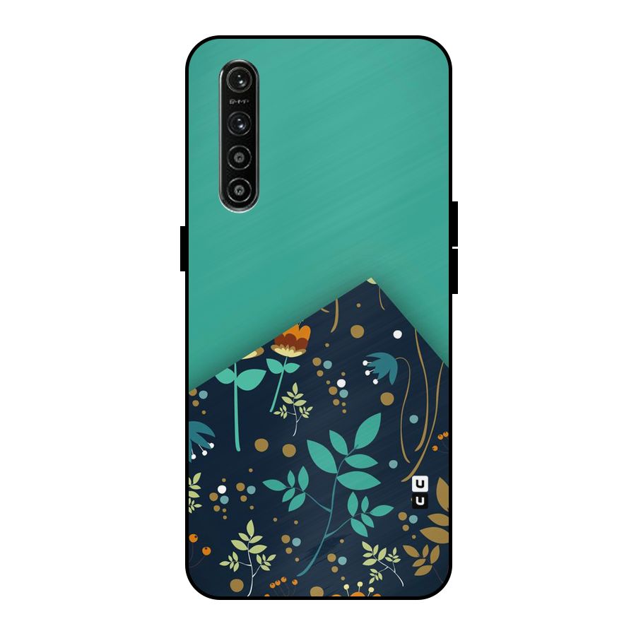 Floral Corner Metal Back Case for Realme XT