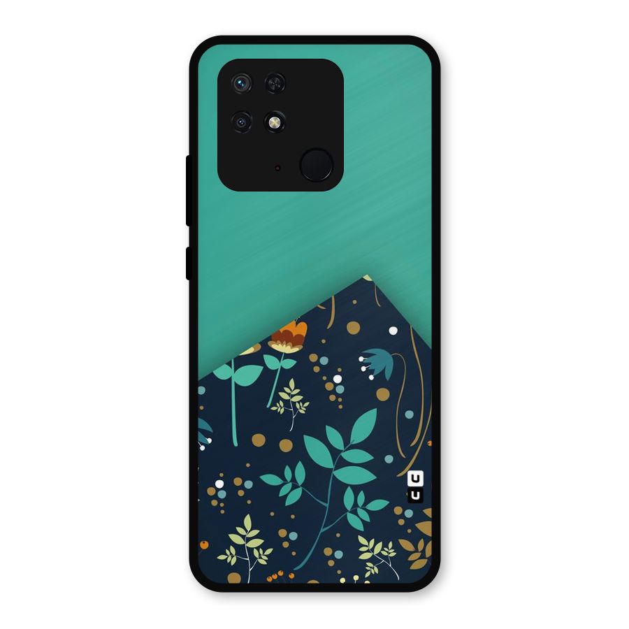 Floral Corner Metal Back Case for Redmi 10 Power