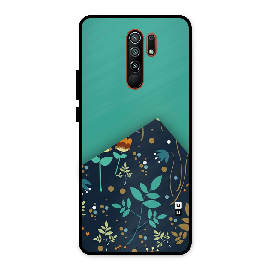 Floral Corner Metal Back Case for Redmi 9 Prime