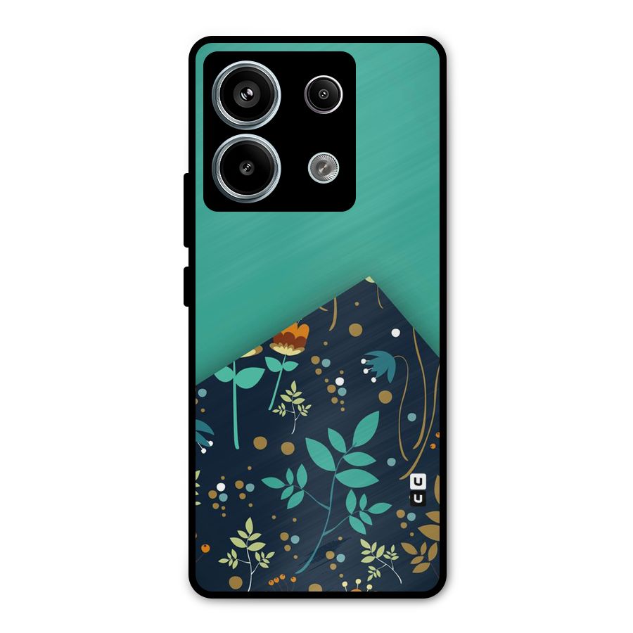 Floral Corner Metal Back Case for Redmi Note 13 Pro 5G