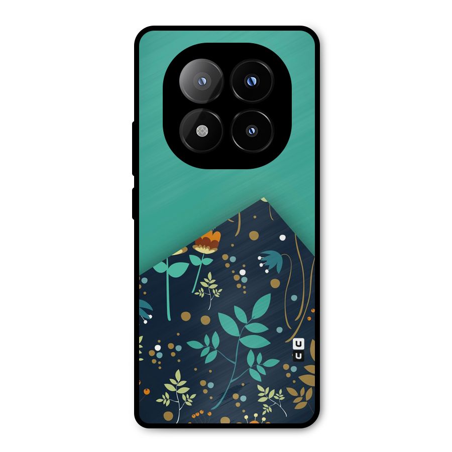 Floral Corner Metal Back Case for Redmi Note 14 Pro Plus 5G
