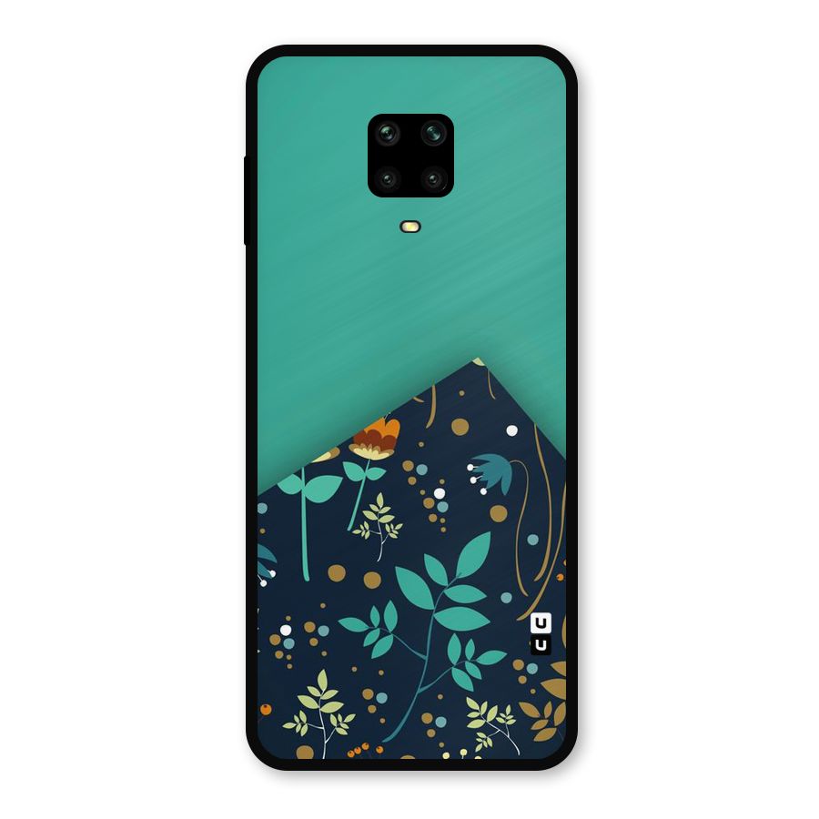 Floral Corner Metal Back Case for Redmi Note 9 Pro
