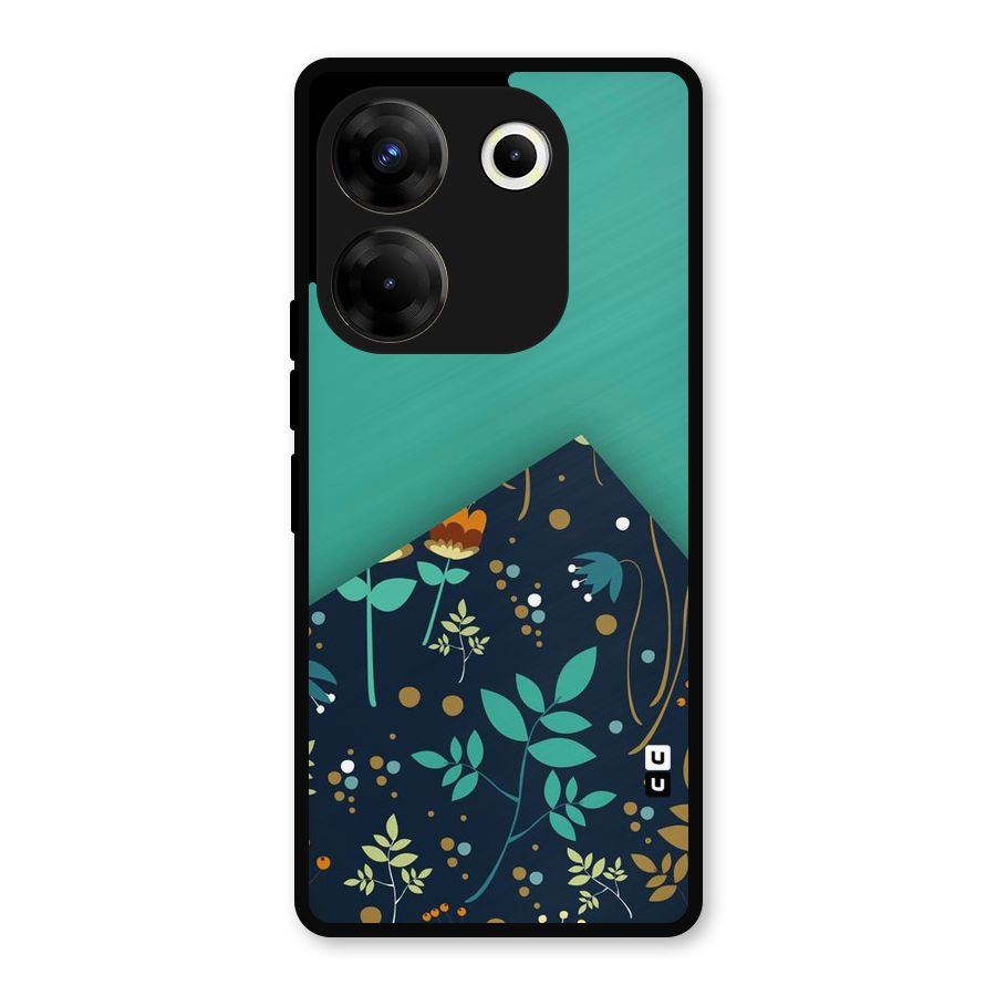 Floral Corner Metal Back Case for Tecno Camon 20 Pro