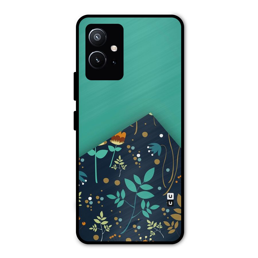 Floral Corner Metal Back Case for Vivo T1 5G
