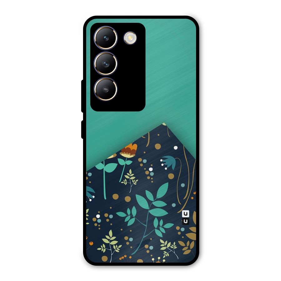 Floral Corner Metal Back Case for Vivo T3 5G