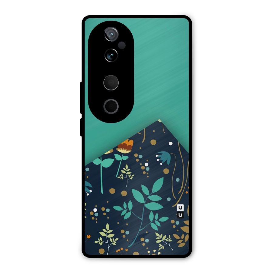 Floral Corner Metal Back Case for Vivo T3 Ultra