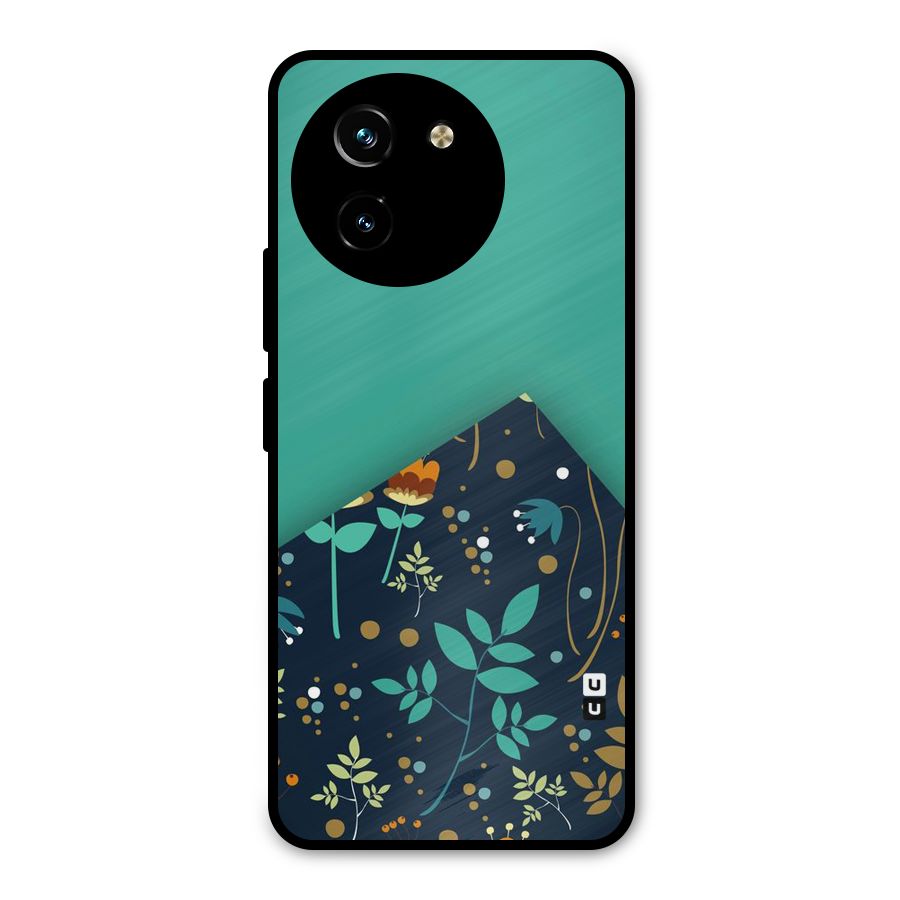 Floral Corner Metal Back Case for Vivo T3x