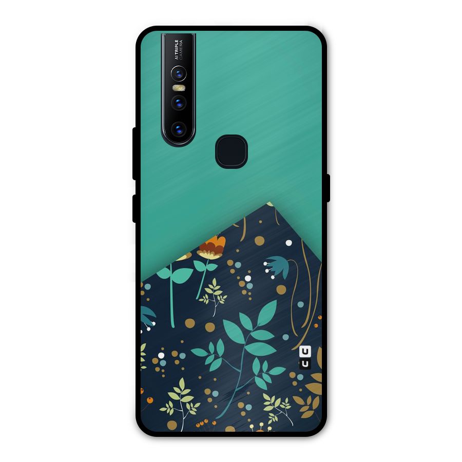 Floral Corner Metal Back Case for Vivo V15