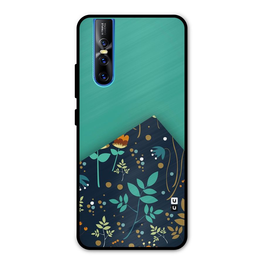 Floral Corner Metal Back Case for Vivo V15 Pro