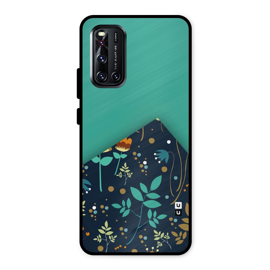 Floral Corner Metal Back Case for Vivo V19