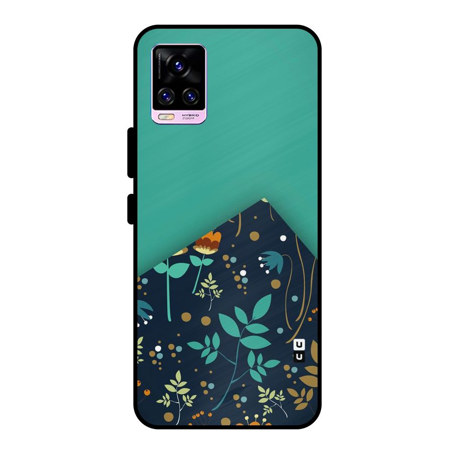 Floral Corner Metal Back Case for Vivo V20 Pro